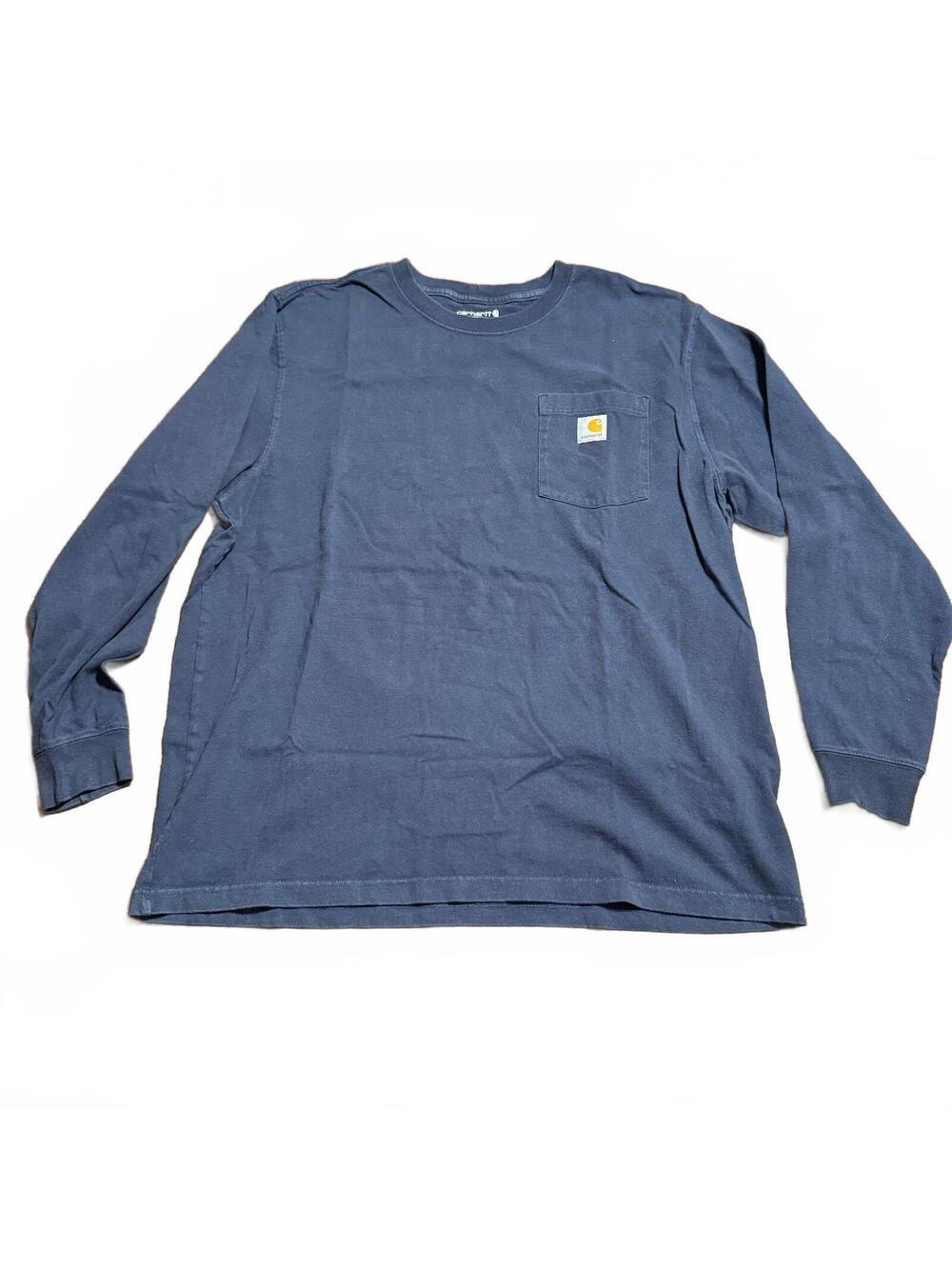 Carhartt Mens Heavyweight Long-Sleeve Pocket T-Shirt Navy Blue Size L K126